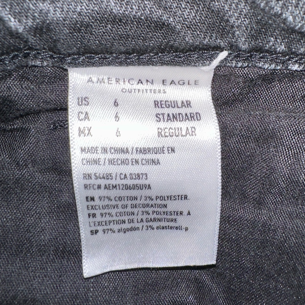 American Eagle High Waisted Ruffle Denim Mini Skirt Black Size 6 Distressed Jean - Picture 9 of 10